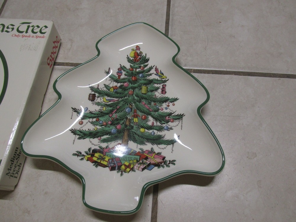 SPODE Christmas Tree~ Medium Tree-Shaped Dish~Original Box~Made In England