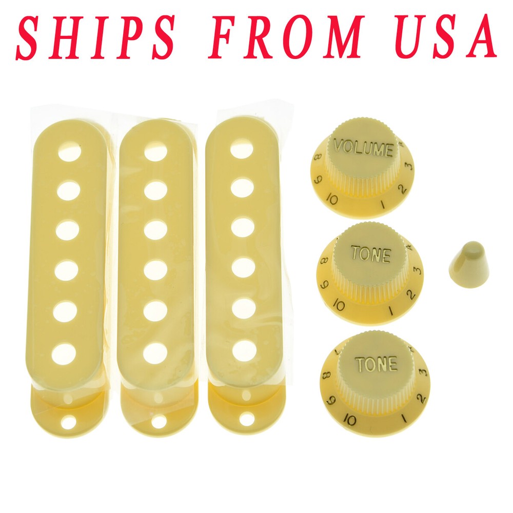 KAISH ST Pickup Covers ST Knobs and Switch Tip Cream for Strat