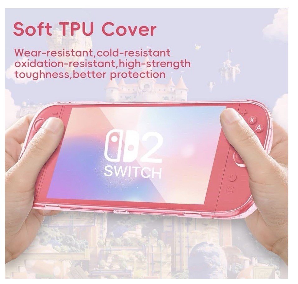 Nintendo Switch 2 Slim Clear Pink Protective Shell