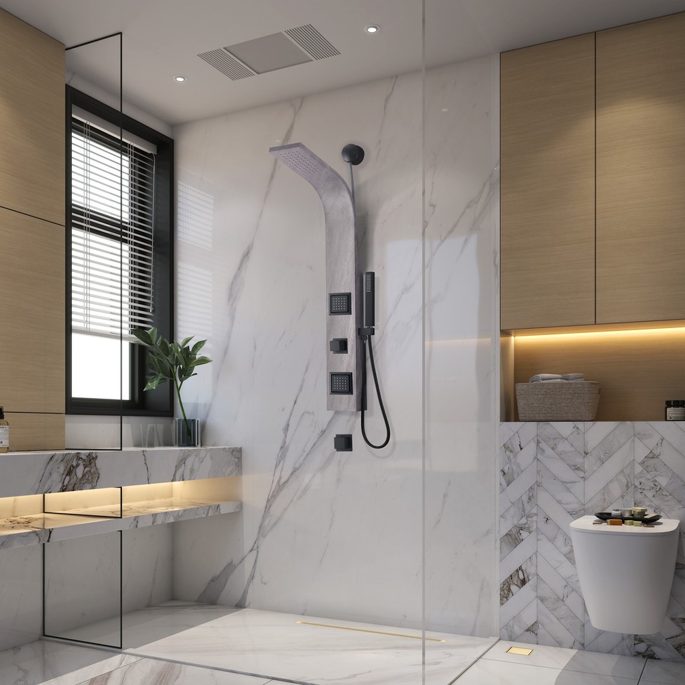 Anzzi SP-AZ078 Aura Thermostatic Shower Panel - Silver