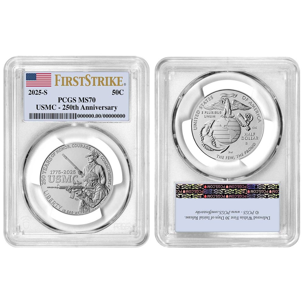 2025-S UNC Clad 50c U.S. Marine Corps 250th Anniversary Commemorative PCGS MS...