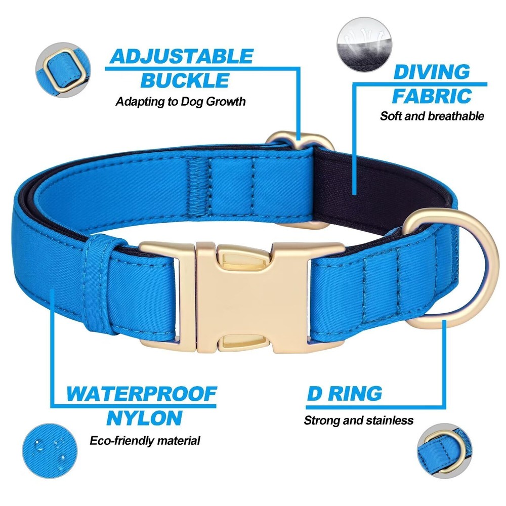 Soft Padded Dog Collars for Medium Dogs Adjustable Quick Released Dog Collar ...