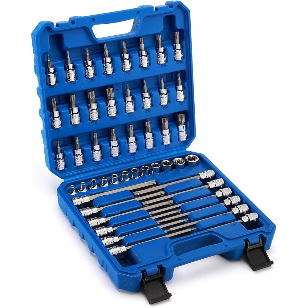 8PCS 3/8"Dr.Master Torx Bit Socket Set CR-V 5.9" Length Star Bit E4 -E20 T10-T60