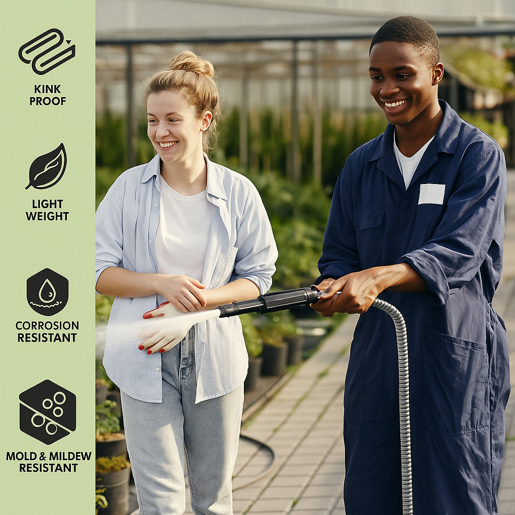 Stainless Steel Metal Garden Water Hose Pipe Flexible Lightweight 25/50/75/100FT