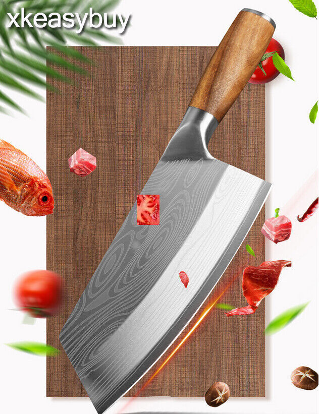 Stainless Steel Asian Kitchen Knife Butcher Chef Damascus Cleaver Chopping Meat