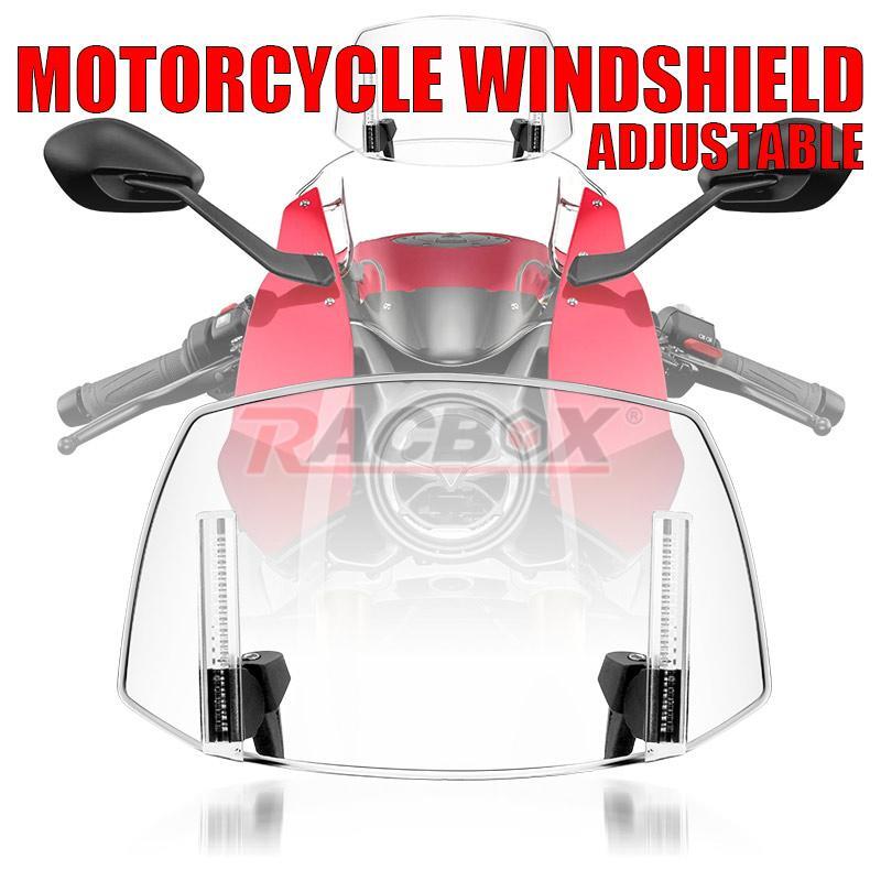 Universal Motorcycle Windshield Wind Screen Deflector Extension Spoiler Clip On