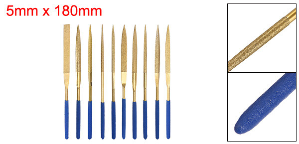 10pcs Diamond Needle File Set Titanium Coated Flat Half Round Triangle Square