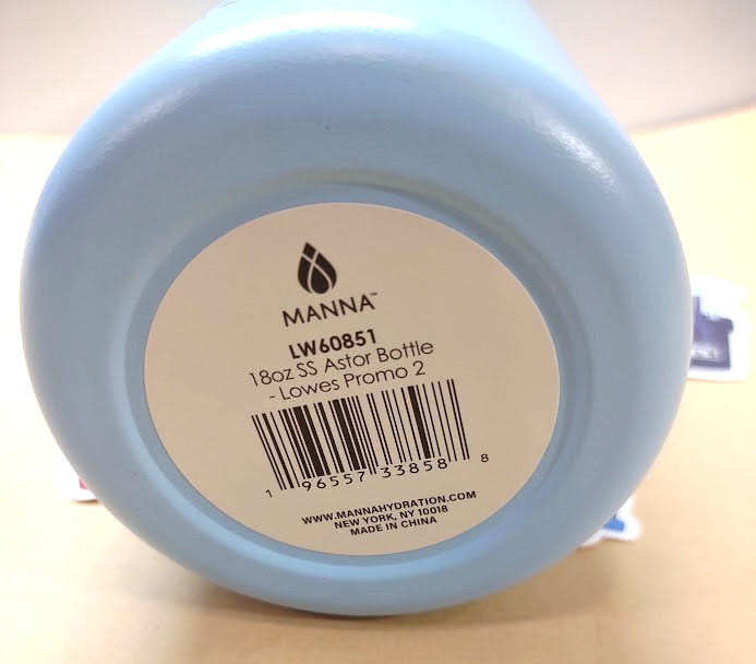 Lowe's Rewards Exclusive Manna 18 Oz Astor Water Bottle W/Pink Sticker Set NEW!!