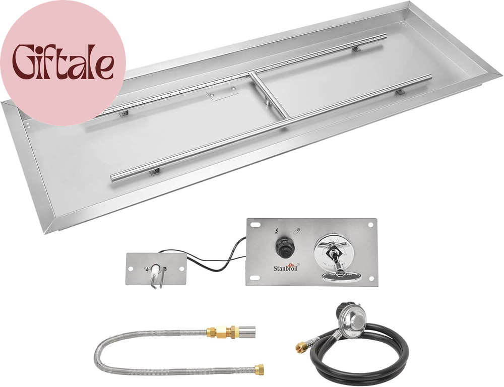 30 X 10 Inch Rectangular Drop-In Gas Fire Pit Burner Kits with All Accessories R