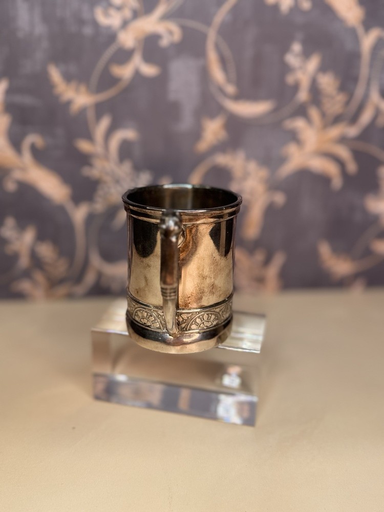 Vintage Estate Engraved Silver-Plated Tea Cup