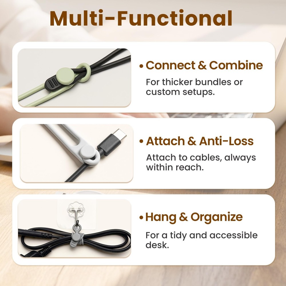 30 Pcs Silicone Cable Ties, Reusable Data 4.1 Inch, 30pcs-multicolor