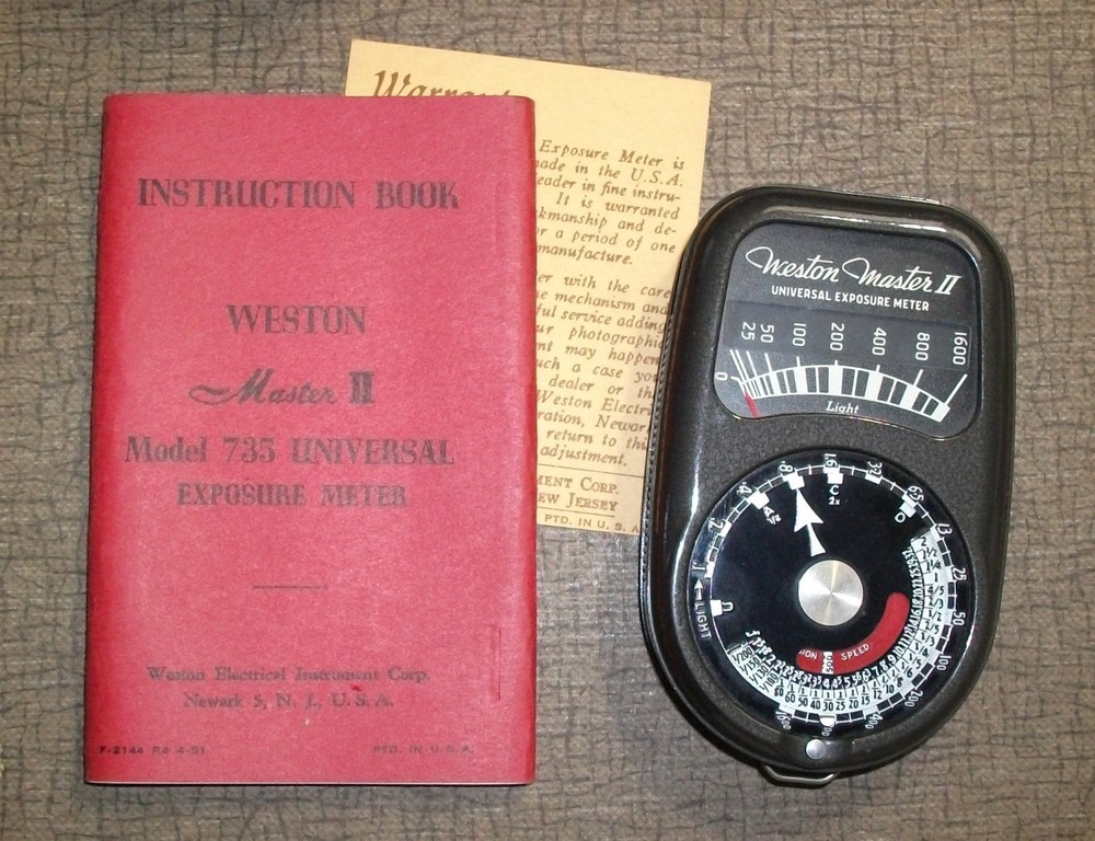 WESTON MASTER 2 Model 735 UNIVERSAL EXPOSURE LIGHT METER with BOX & MANUAL