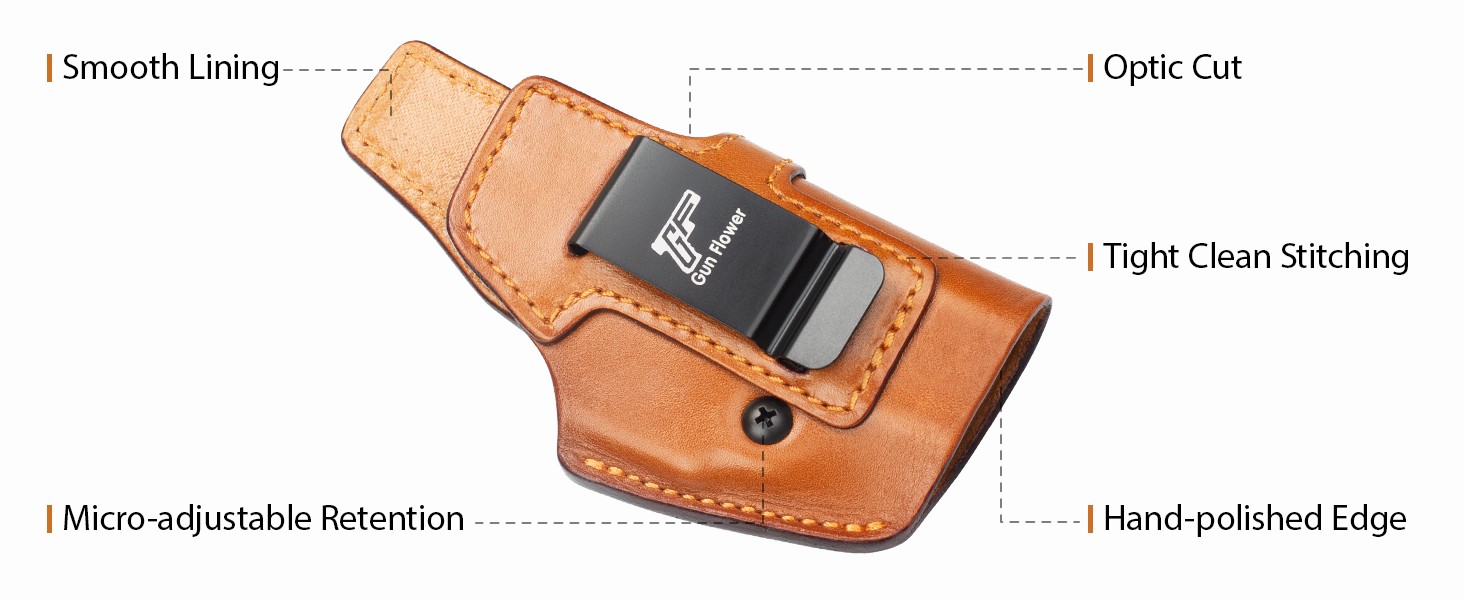 IWB Leather Holster for Glock 43,43X,43X MOS - Optic Cut-Concealed Carry Holster