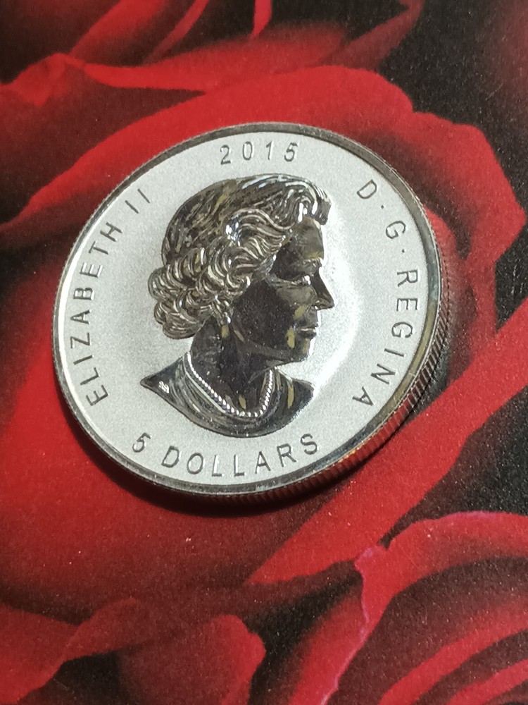 2015 1 OUNCE $5 .9999 FINE SILVER CANADA MAPLE LEAF E=MC2 PREVY QUEEN ELIZABETH