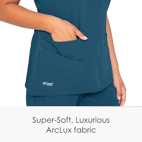GREYS ANANTOMY SIGNATURE WOMEN MOCK WRAP SCRUB TOP IN BAHAMA IN ALL SIZES #2130