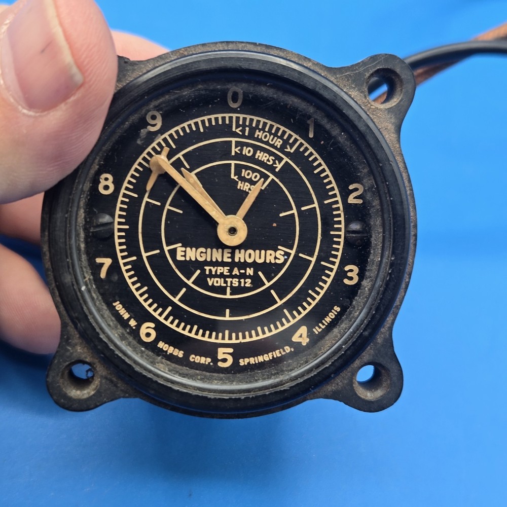 John W. Hobbs Aviation Engine Hours Indicator gauge.