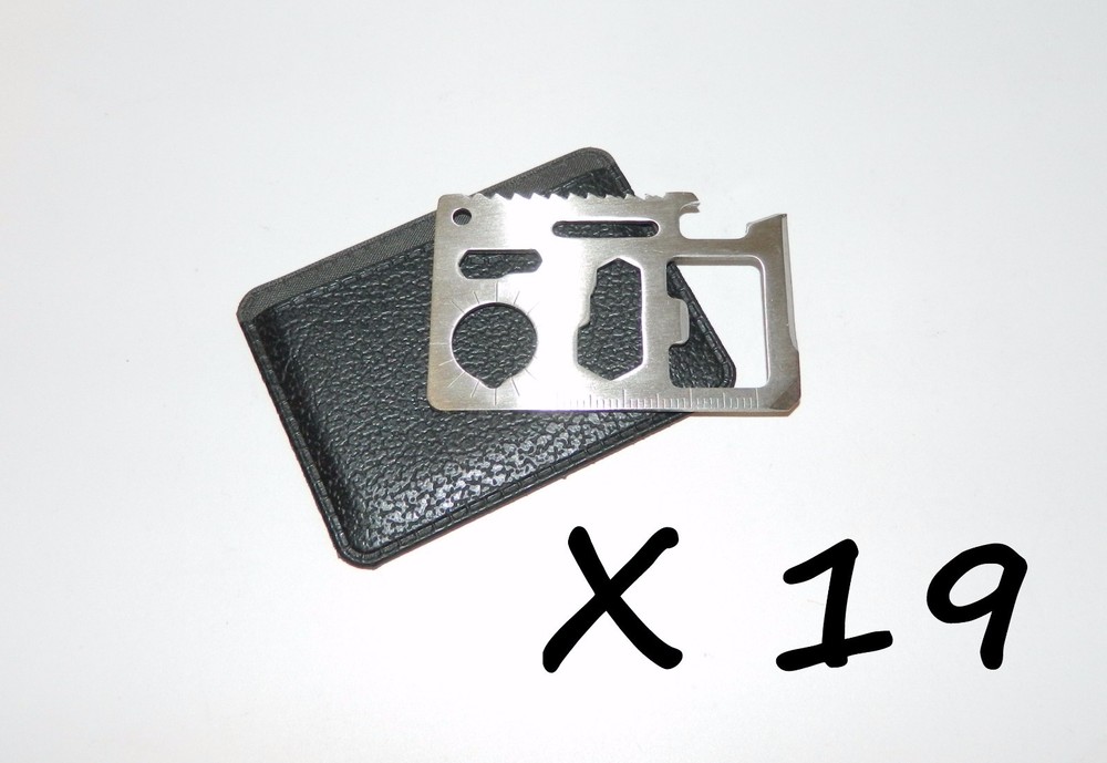 19 X Outdoor Emergency Survival Compact Thin Strong Multi Tool Card With Case