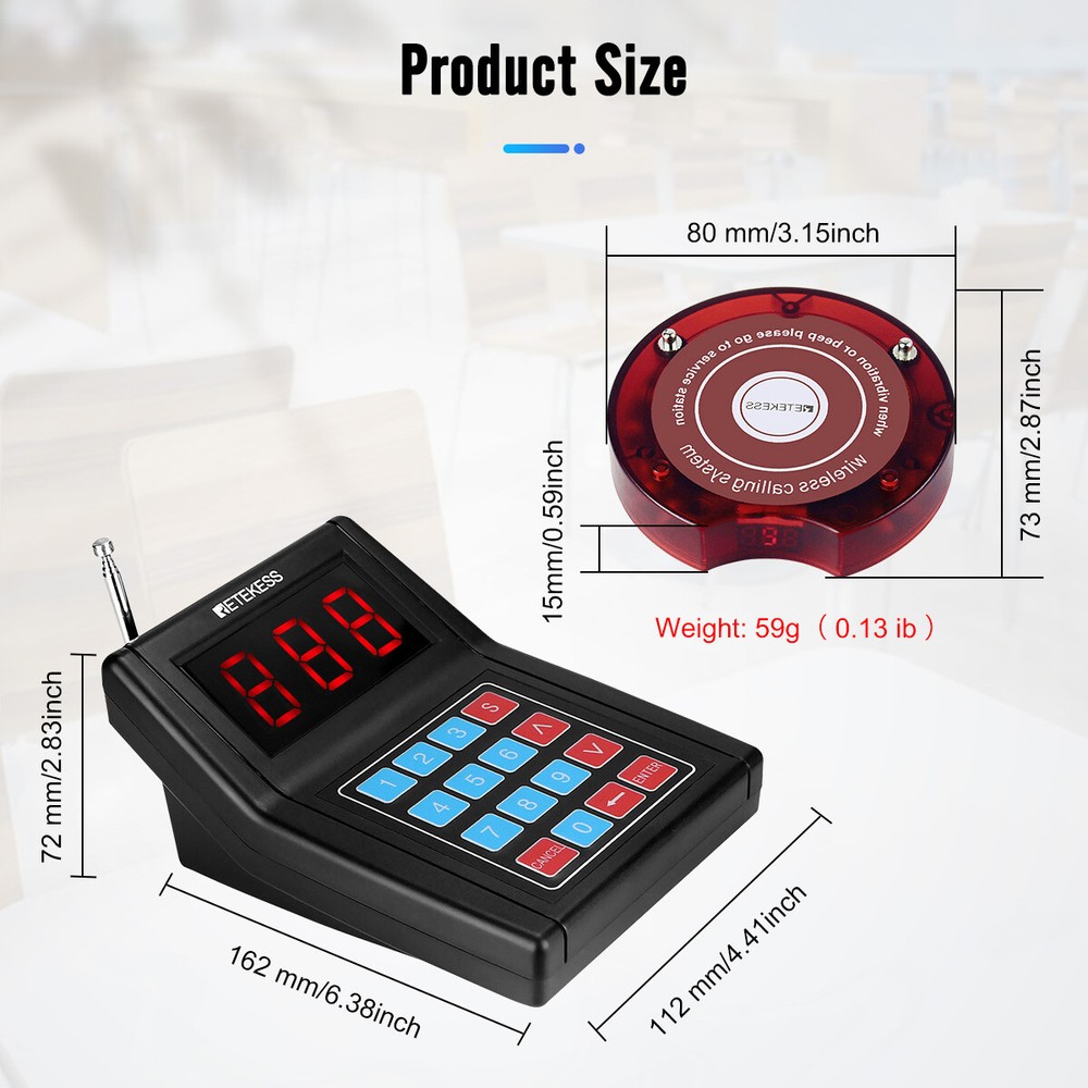 RetekessTD165 Pagers for Restaurants Wireless Pager System Queuing 20 Buzzer Bar