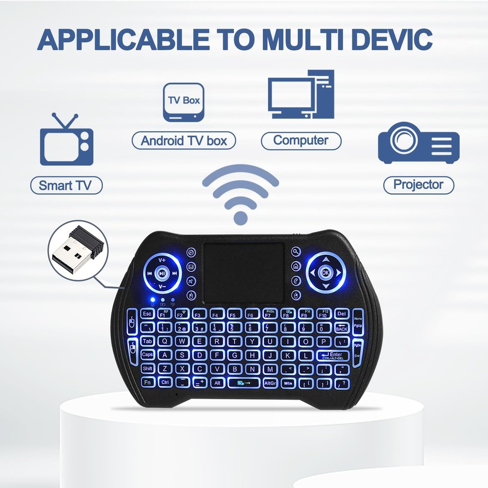Backlit Mini Wireless Keyboard with Touchpad Mouse Combo Remote Control with ...