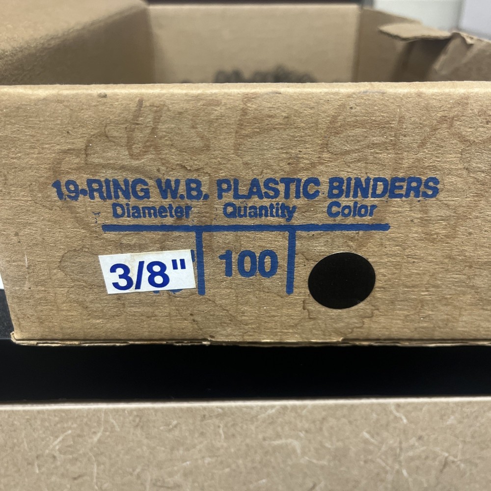 Binding Comb 3/8” 19 Rings 100’pieces Color Black