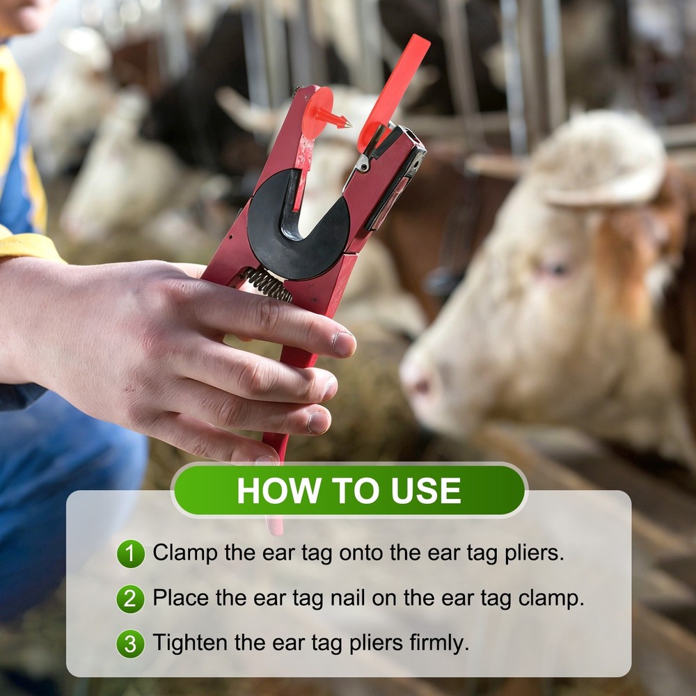 100-Pack Plastic Blank Sheep Ear Tags with 2 Ear Label Needles [Red]
