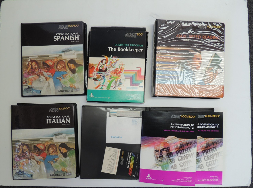Vintage Atari 400/800 Software Lot Language Spanish Italian Programming Bookkeep