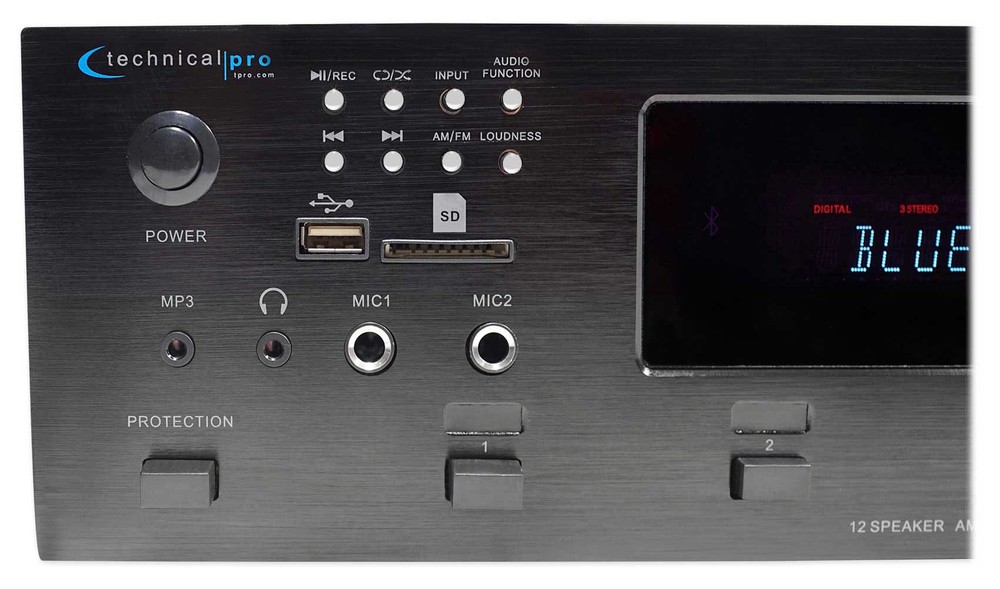 Technical Pro H12X500UBT 6000w Professional Bluetooth Amplifier Receiver USB, SD