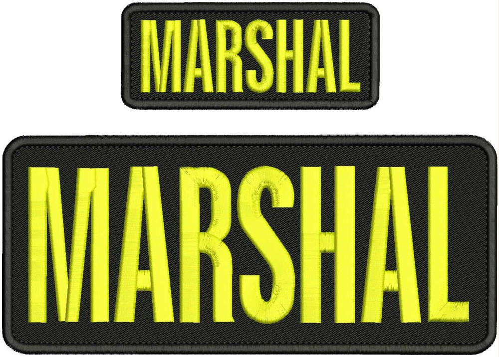 MARSHAL EMB PATCH 4X10 AND 2X5 HOOK ON BACK /BLACK/YELLOW