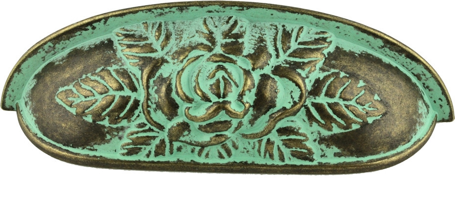 (12 Pack) 3-3/4" Old Rose Pattern Cup Pull Verdigris