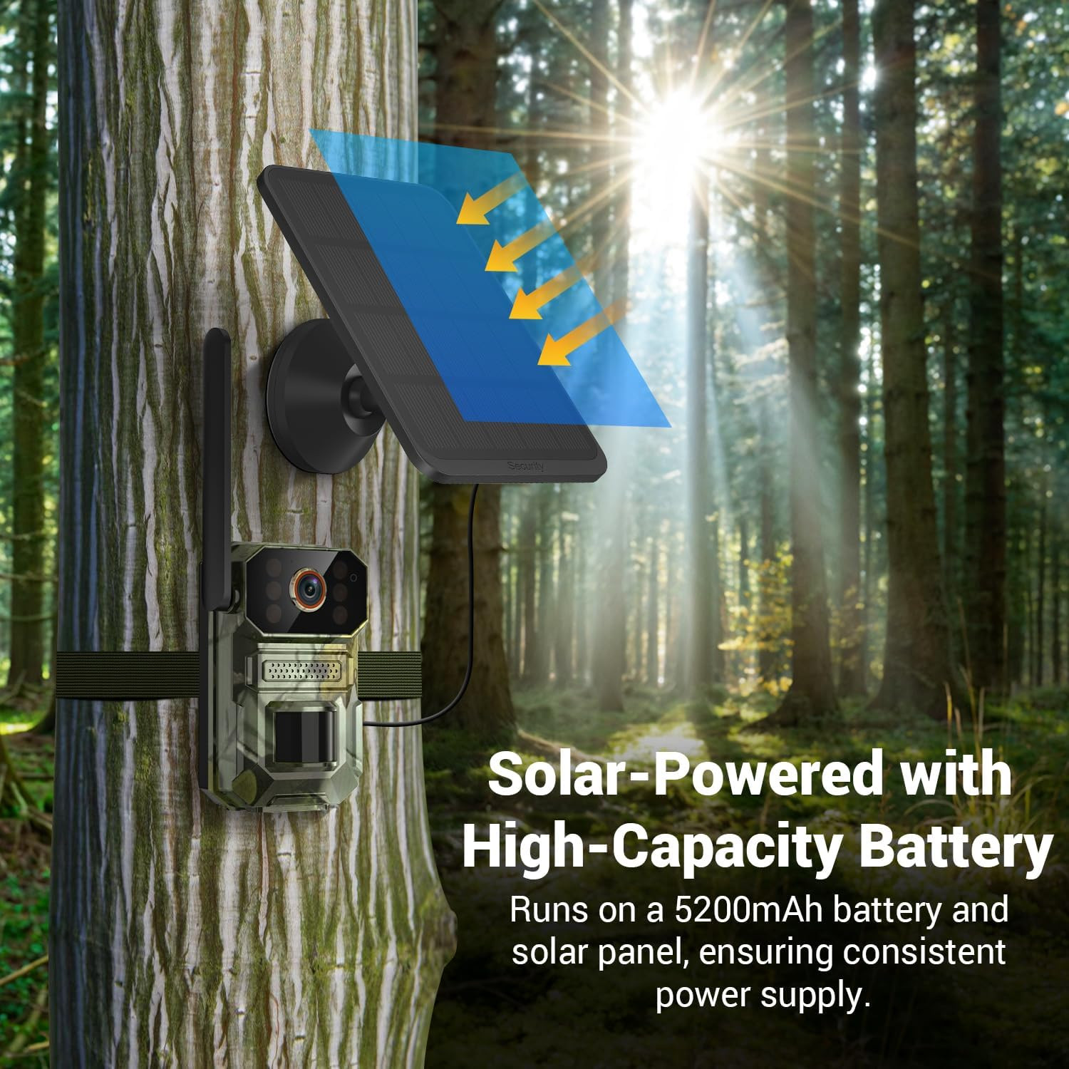 4G LTE Cellular Trail Camera with Solar Panel, 1080P Full HD Game Cameras, Live