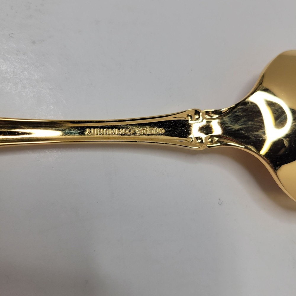 Oneida Community Golden Brahms Gold Electroplate Flatware Serving Spoon