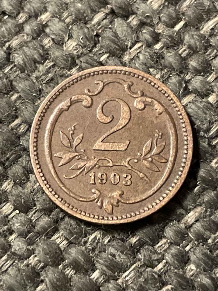 1903 Austria 2 Heller Coin