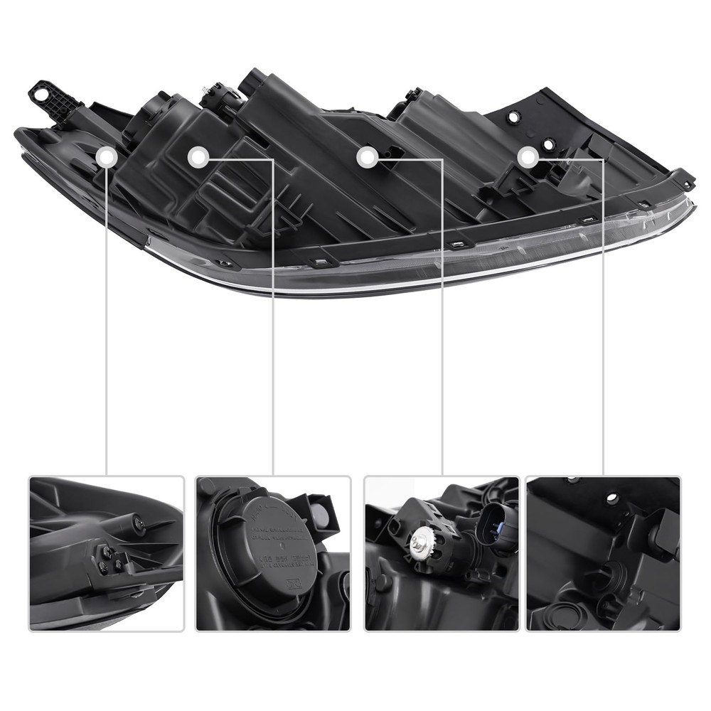 Halogen Headlight Left for 2016-2018 Tucson Front Projector Easy Install Set