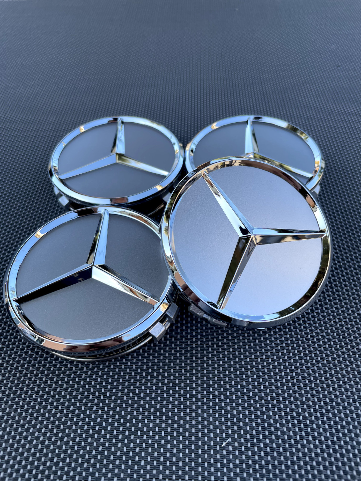 MERCEDES BENZ SET OF 4 SILVER 75 mm/2.95in Wheel Center Caps Fits Most Models