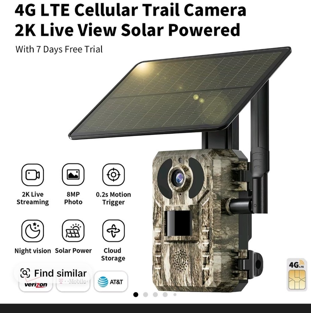 SEHMUA 4G LTE Cellular Trail Camera – 2K Live View, Solar Powered with Night Vis