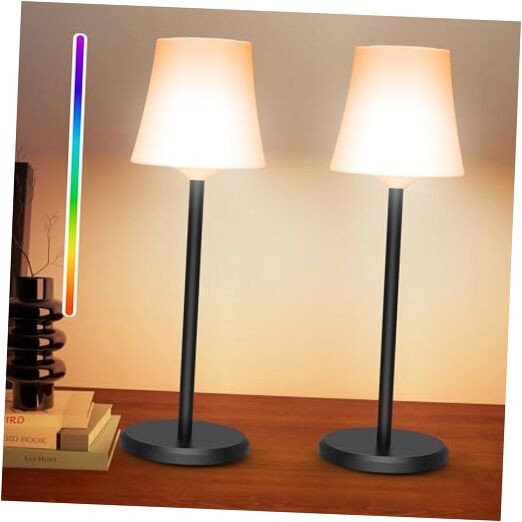 Cordless Table Lamp Rechargeable 2 Pack Wireless Touch Light Battery White