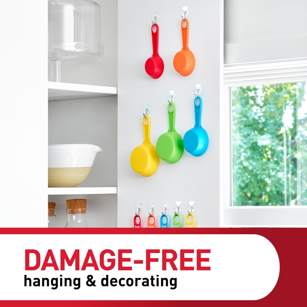 Command Small Clear Wire Toggle Hooks, 10 Wall Hooks and 12 1 Pack,