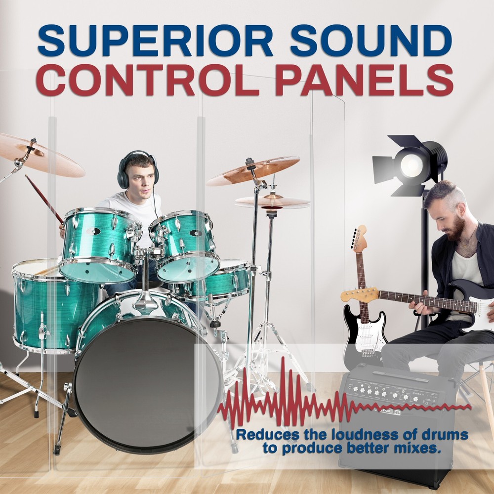 Acrylic Drum Shield DS6L | 6ft Drum Screen with Full-Length Hinges