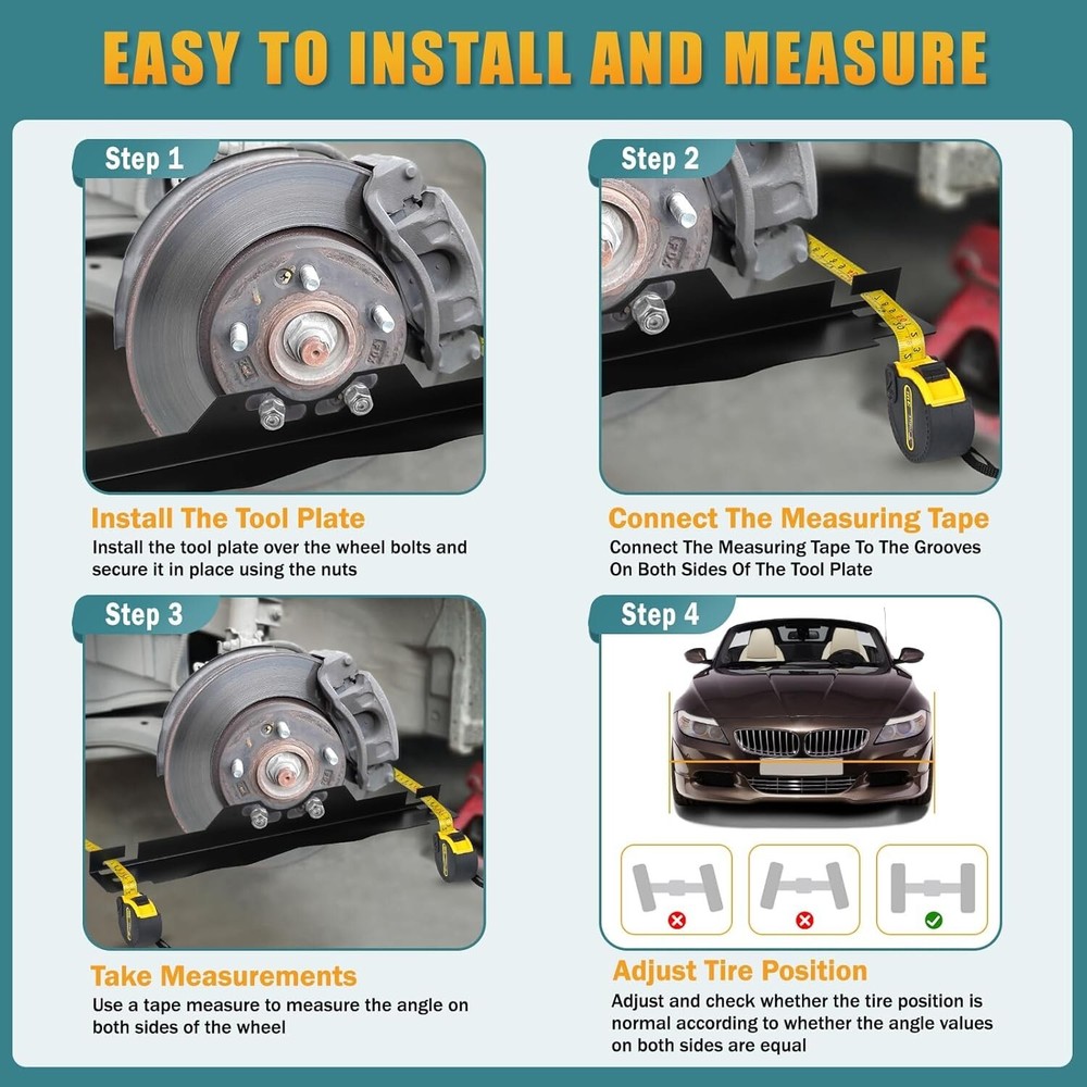Wheel Alignment Tool Black Toe Alignment Tool Plates for Vehicles Automotive....