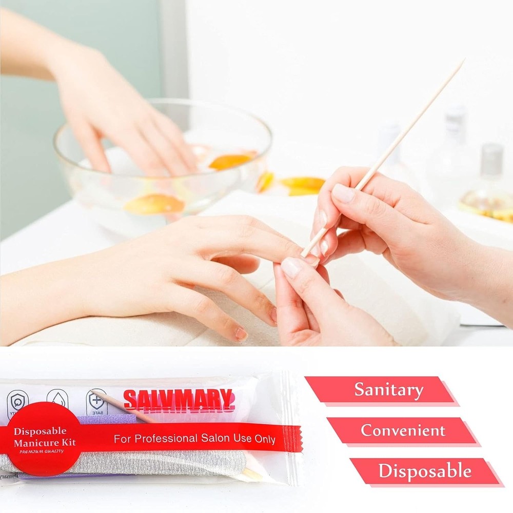 Manicure Essentials Kit, Wood File, Mini Buffer, Wood Stick