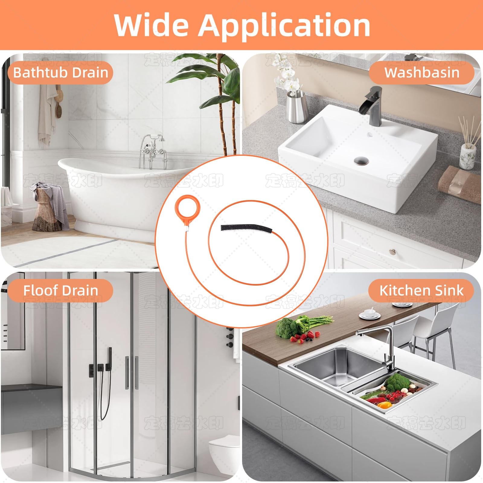 4 Pack 32 Inch Snake Hair Drain Clog Remover Long Flexible Augers Tools