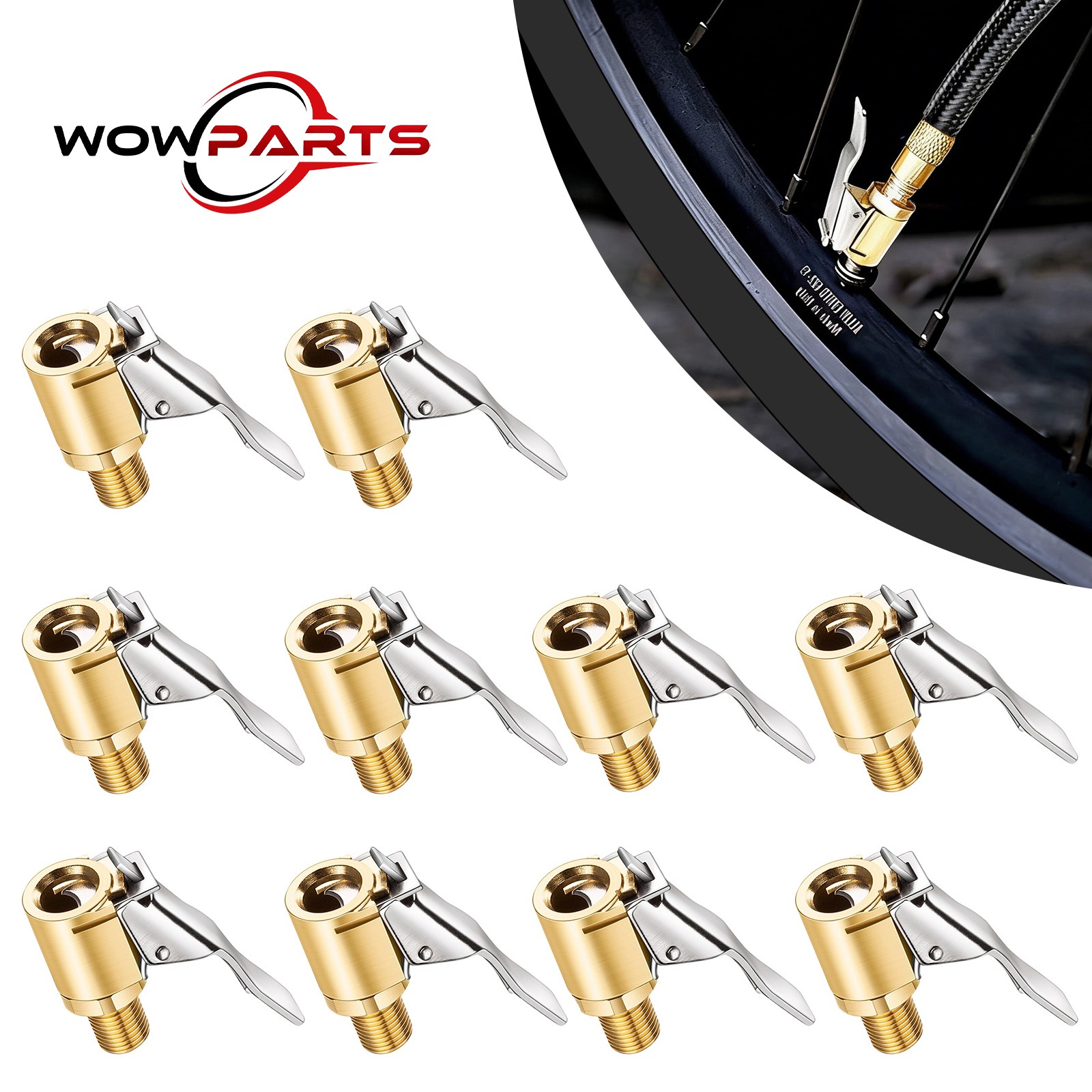 10pcs Brass Open Flow Tire Air Chuck Locking Quick Connect Inflator Hose Adapter
