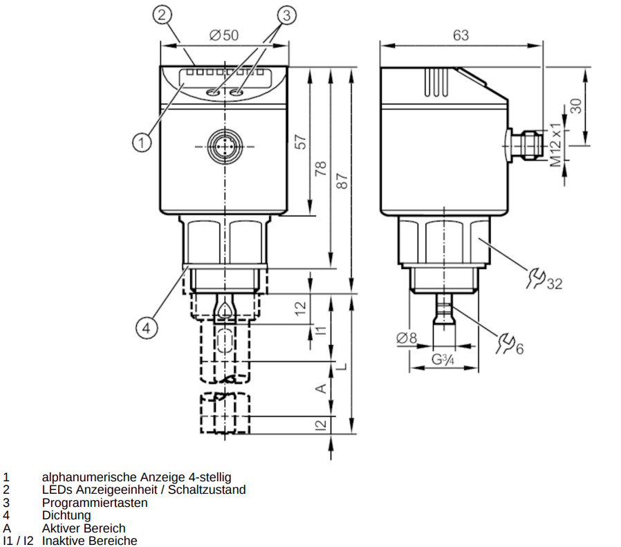 IFM IO-Link Continuous Level Sensor LR3000 Level Sensor G 3/4 NO/NC PNP