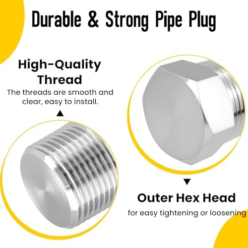 Outer Hex Head Thread Pipe Plug Fitting, 2PCS 1/2" NPT Male 304 Stainless