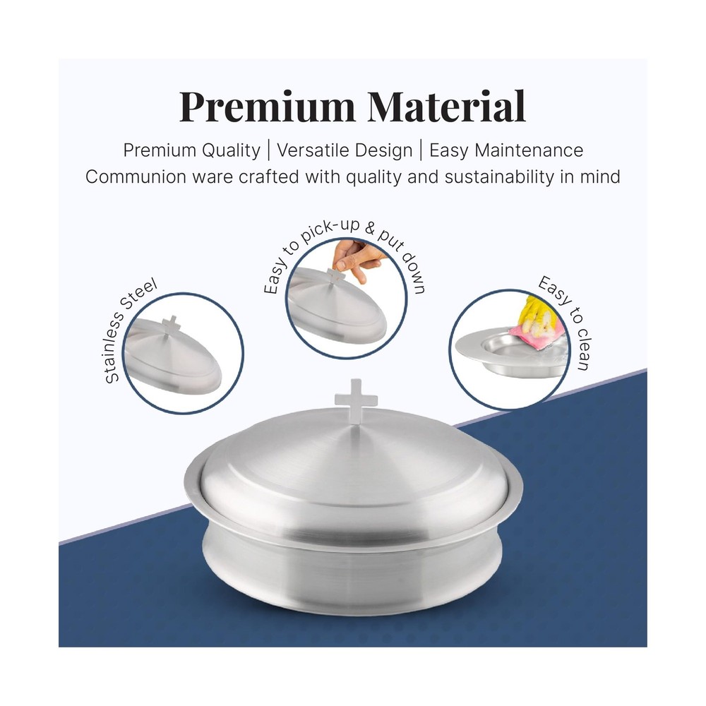 Communion Ware 2 Holy Wine Serving Trays with A Lid & 1 Stacking Bread Plate ...