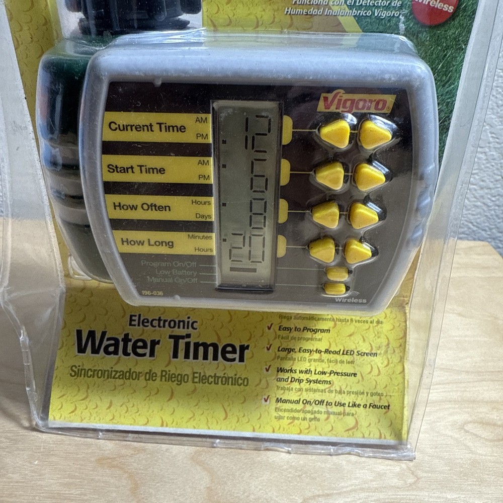 Vigoro Electronic Water Timer 196 036 Programmable Low Pressure Drip Systems NEW