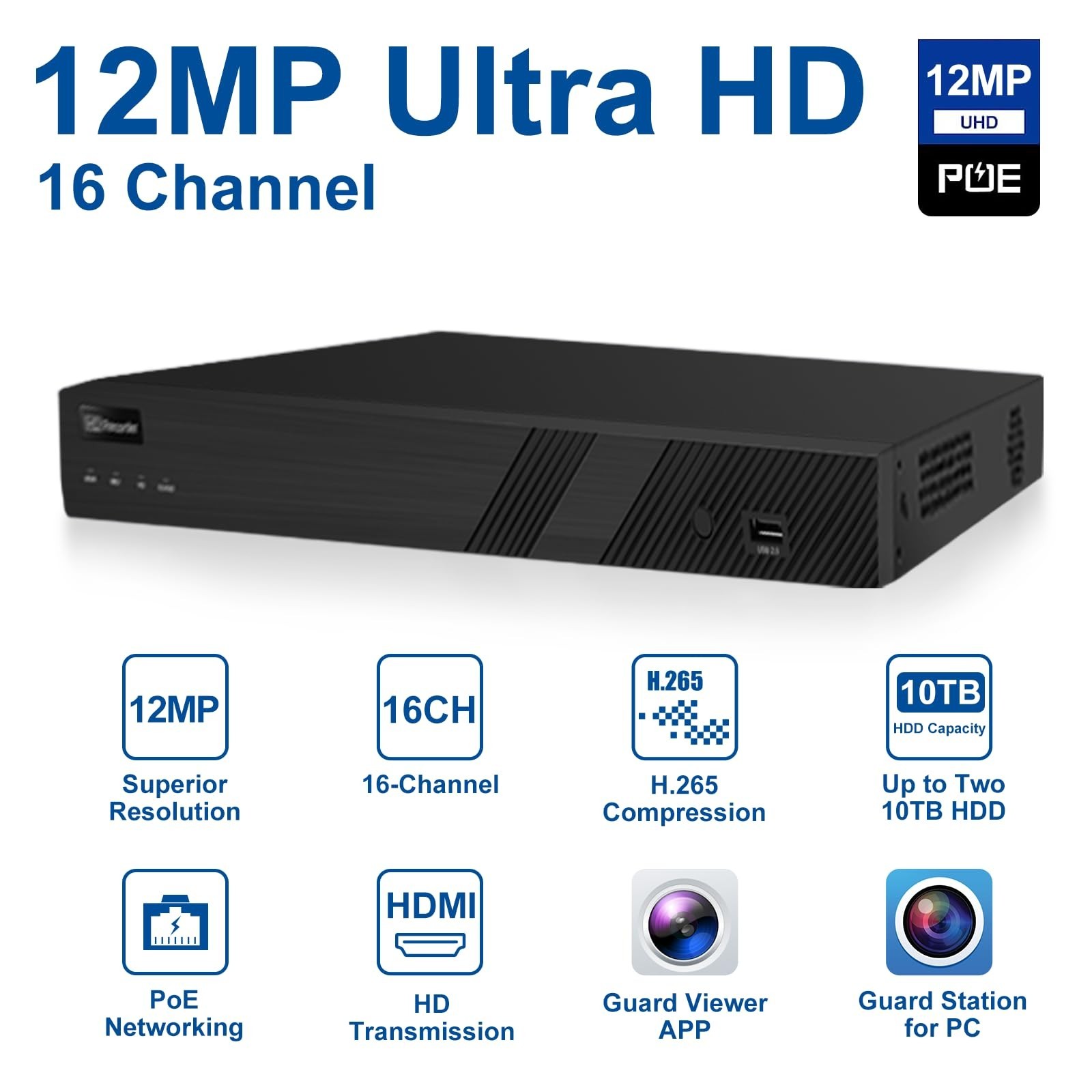 Anpviz AI 16CH PoE NVR Network Video Recorder, NVR Support 12MP IP PoE Cameras