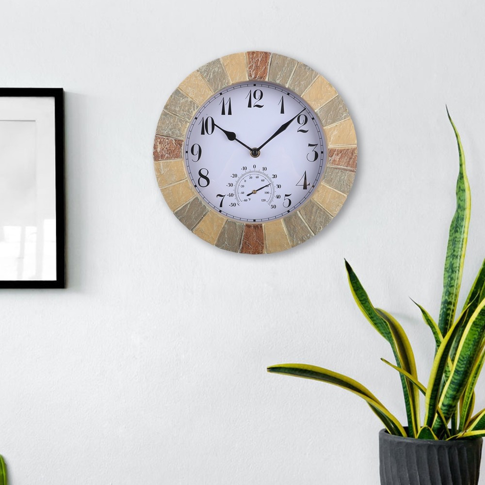 10-Inch Clock Large Numbers Display Mountable Wall Clock Outdoor Home Decor