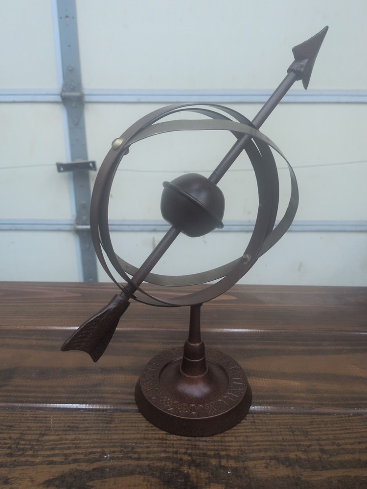 Decorative Metal Armillary Rotating Globe on Stand