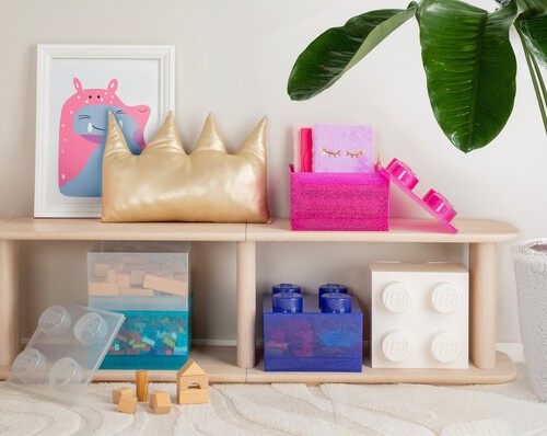 LEGO Stackable Storage Brick with 4 Knobs, Violet with a Glitter Top Lid [New To